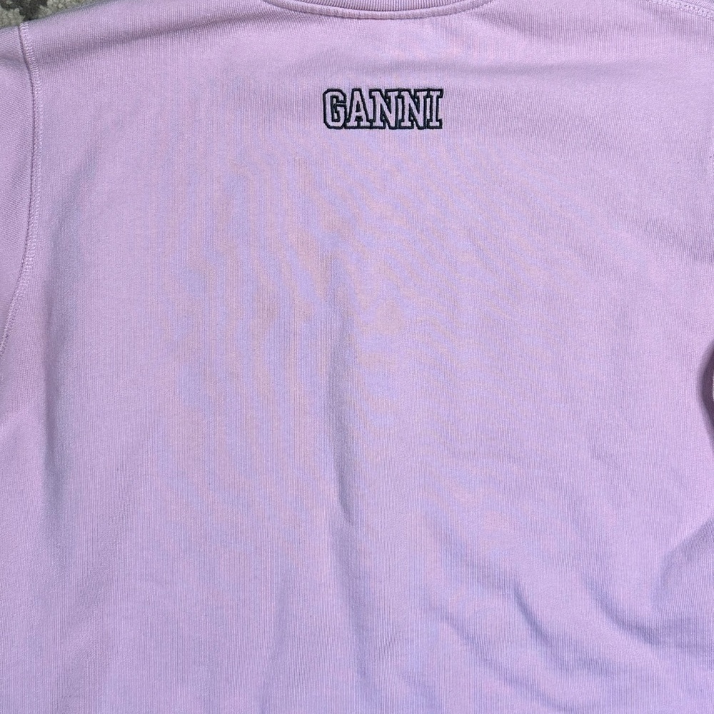 Ganni Software Puff Sleeve Sweet Lilac Rose Pink Sweatshirt Medium - Picture 9 of 10